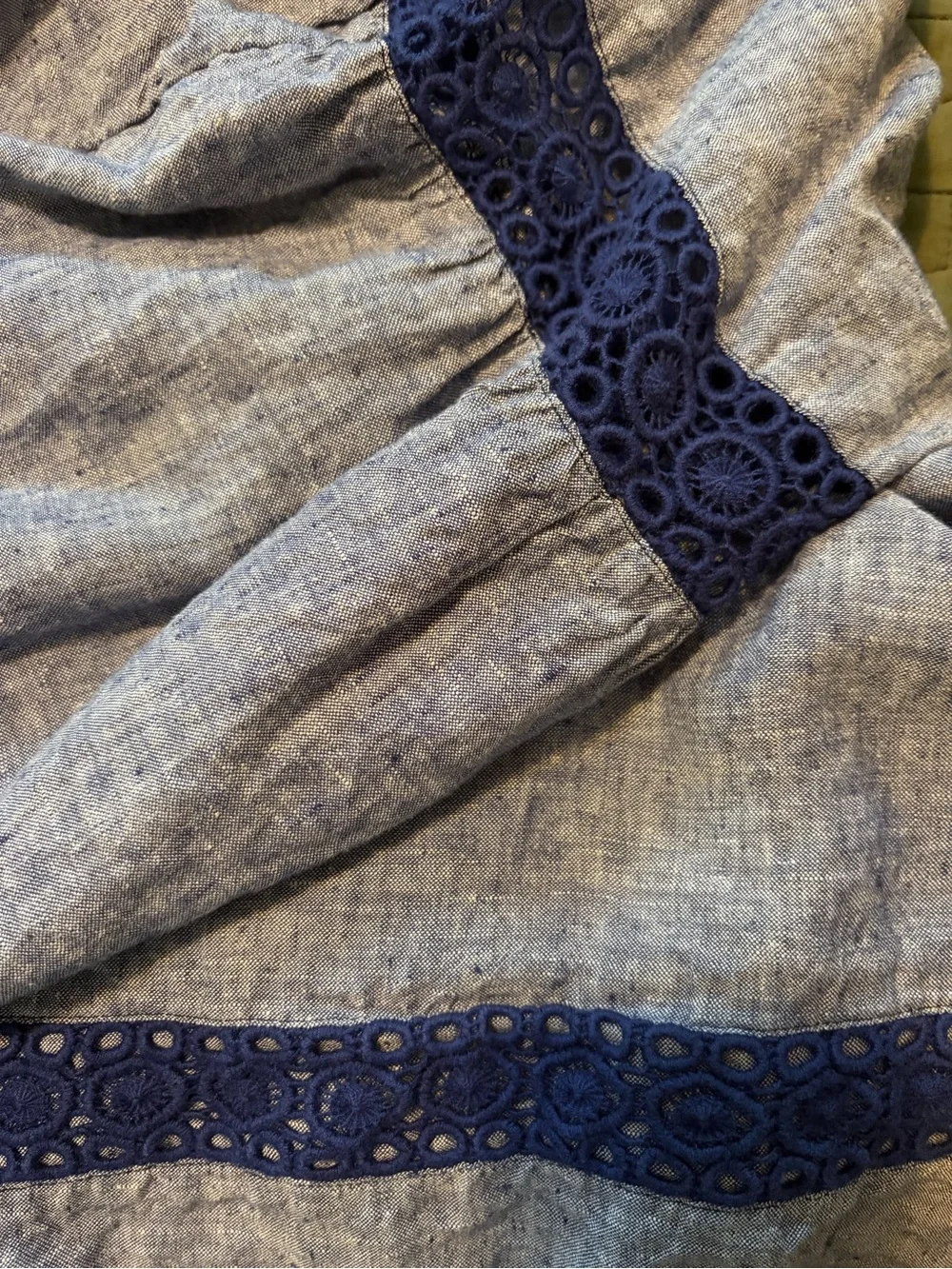 Crown &Ivy Blue Dress with Navy Trim 2X linen - Picture 4 of 6